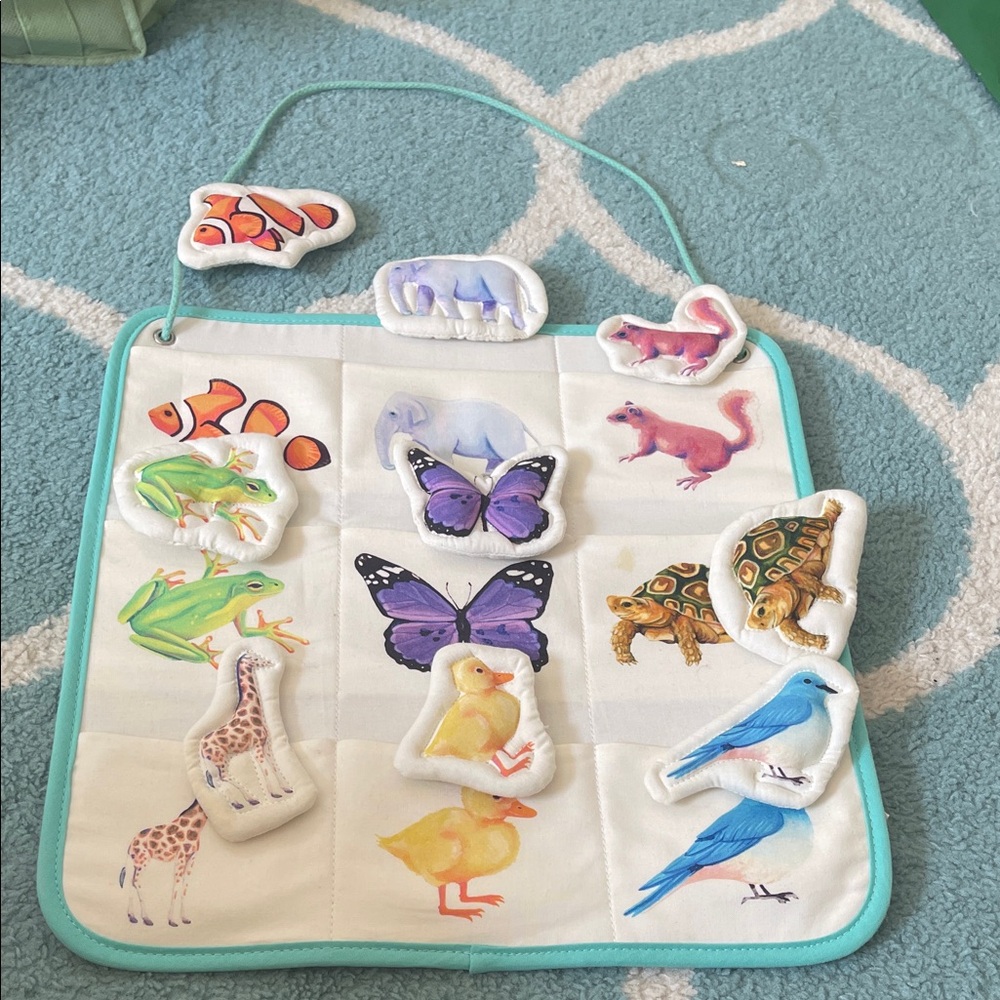 Lovevery Interactive Plush Animal Matching Mat - Blue/Teal